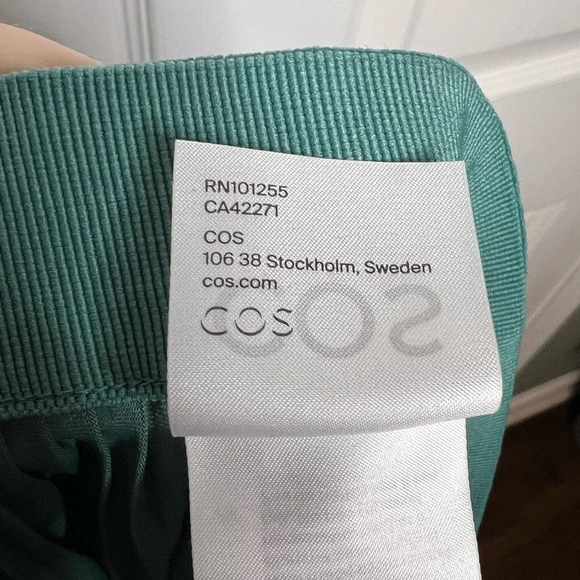 COS Wide Leg Pleated Palazzo Pants Teal Blue Green Womens Size Small GUC - Picture 7 of 8